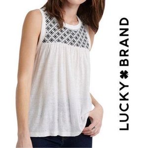 Lucky Brand Embroidered Yoke Tank Top